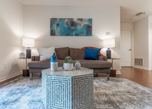 Wood Floor Living Room at Bexley Village, Indiana, 46143