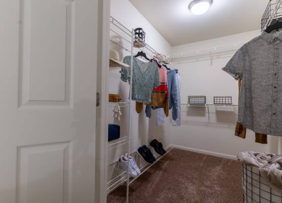 Spacious walk-in closet at Barton Farms in Greenwood, IN 46143