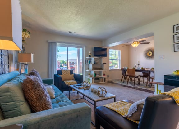 Living Room With Dining Area at Hamilton Square Apartments, Westfield