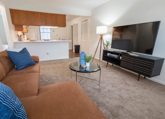 Living Area With Kitchen View at Sandstone Court Apartments, Indiana, 46142