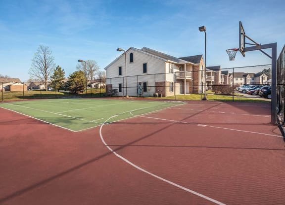 Large outdoor basketball court at Bexley Village, Indiana