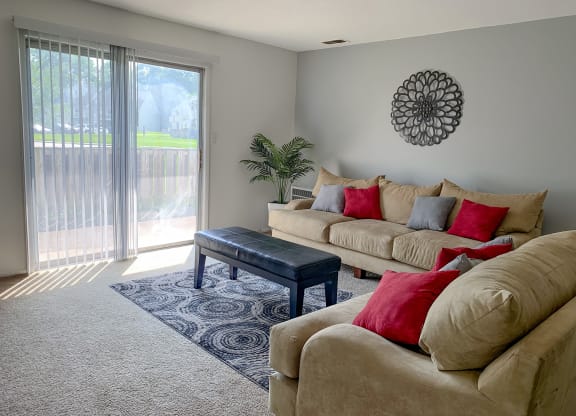 Modern living room at The Lodge Apartments in Indianapolis, IN