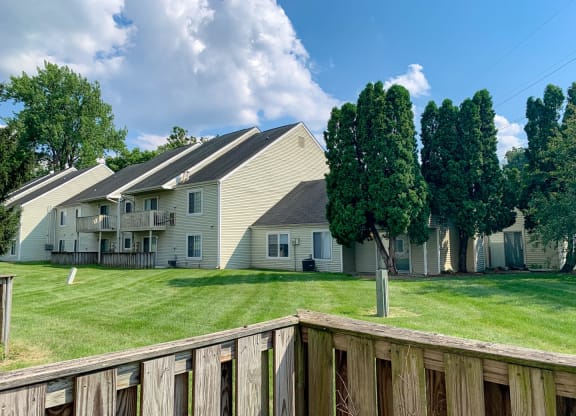 Private patio at The Lodge Apartments in Indianapolis, IN