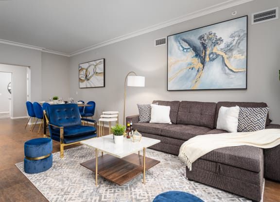 Spacious living and dining room at Park Heights by the Lake Apartments in Chicago, IL  60649