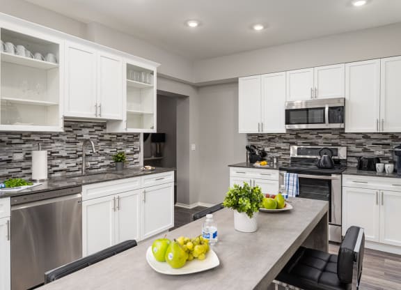 Gourmet Kitchen With Island at Park Heights by the Lake Apartments, Chicago, IL