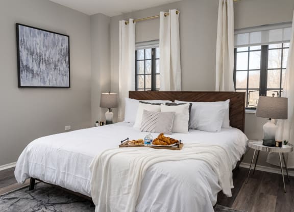Spacious Bedroom With Comfortable Bed at Park Heights by the Lake Apartments, Chicago, IL, 60649