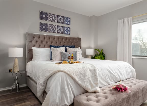 Beautiful Bright Bedroom With Wide Windows at Park Heights by the Lake Apartments, Chicago, IL