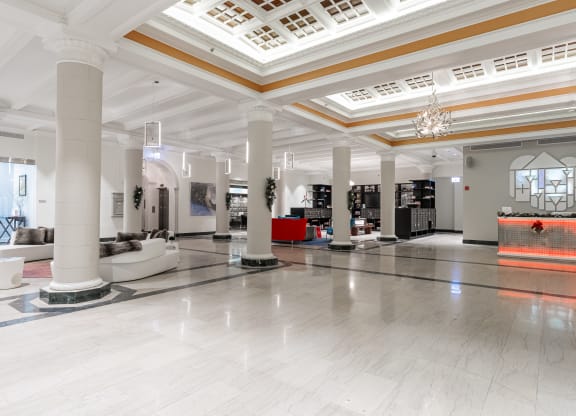 the lobby of the theorem building in the city