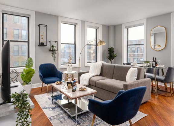 Classic Living Room Design at Somerset Place Apartments, Illinois