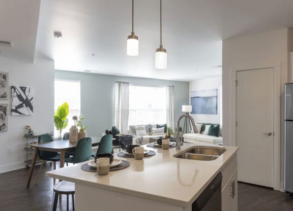 Kitchen Island at The Whit Apartments, Indianapolis, IN, 46204