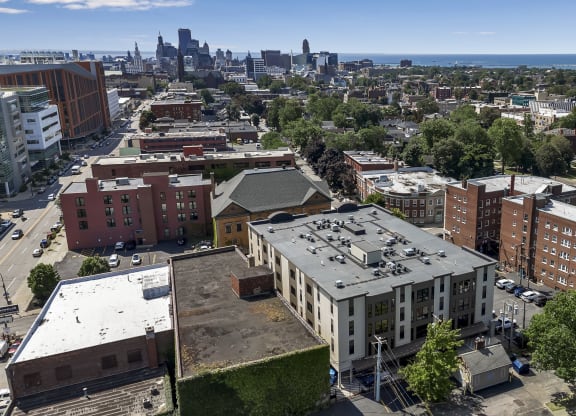 a view of the city from the roof of a building at Nineteen North, Buffalo, NY, 14202
