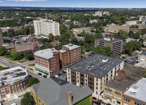 a view of the city from the roof of a building at Nineteen North, Buffalo, New York
