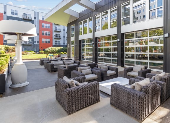 the lobby of a building with couches and chairs at Bakery Living, Pittsburgh, PA