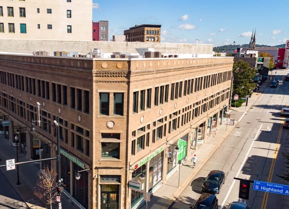 a view of a city street from the top of a building at Walnut on Highland, Pittsburgh, PA
