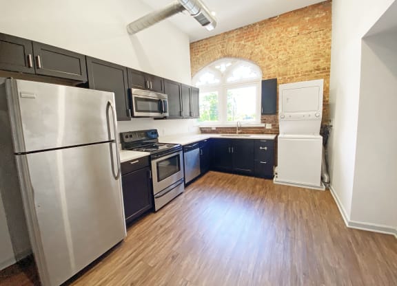 Upgraded Kitchen with Stainless Steel Appliances and Hardwood Flooring at University Commons at McKee Place, 15213