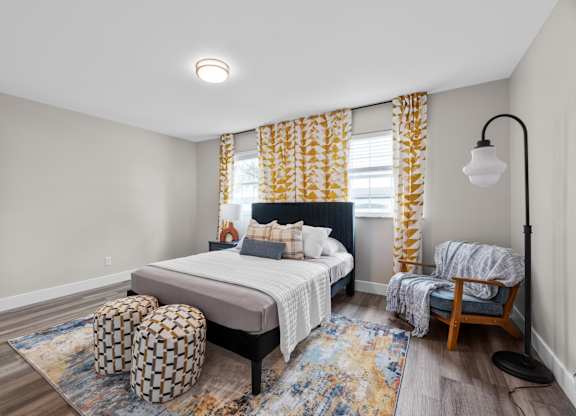 Bedroom with a bed at The Rand Apartments, Columbus, Ohio