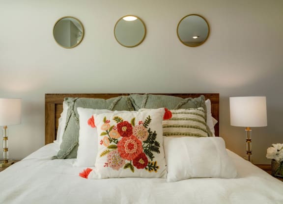 Bedroom With Pillows at Adelphi Quarter, Columbus, 43203