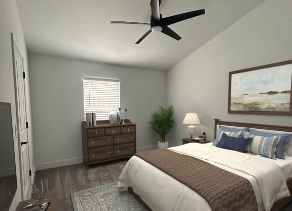 a bedroom with a ceiling fan at Ivy Hills Living Spaces, Cincinnati, OH