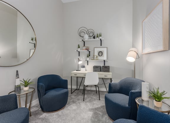 Apartments in West Chester- Liberty Center- Study Desk with Seating Area with Plush Carpeting