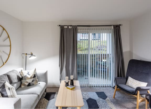 Spacious Living Room With Private Balcony at Hilltop Apartments, Cincinnati