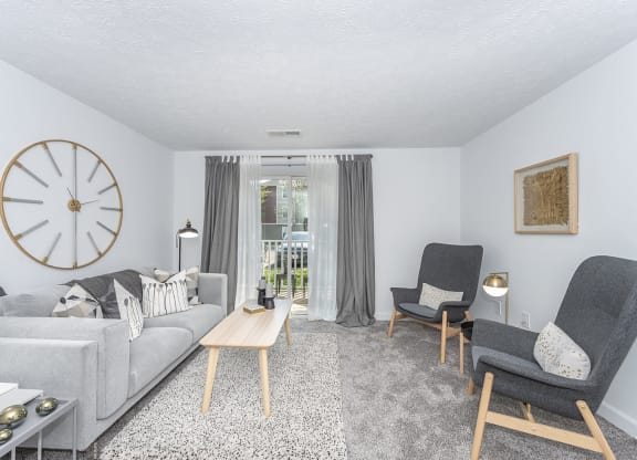 Living Room With Balcony at Galbraith Pointe Apartments and Townhomes*, Cincinnati, OH
