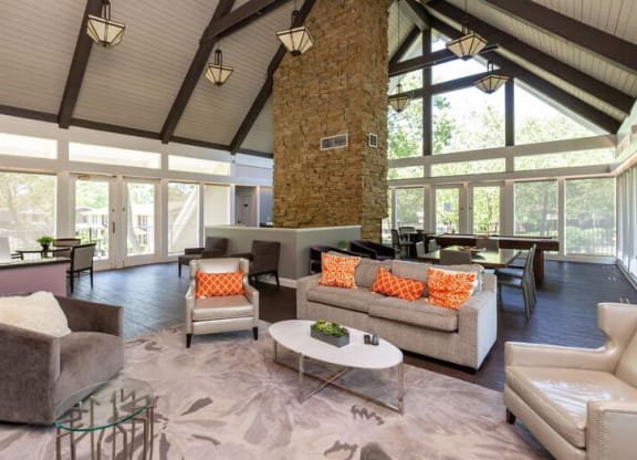 Living room with couches chairs and a coffee table at Summit at Keystone, Indianapolis, 46220