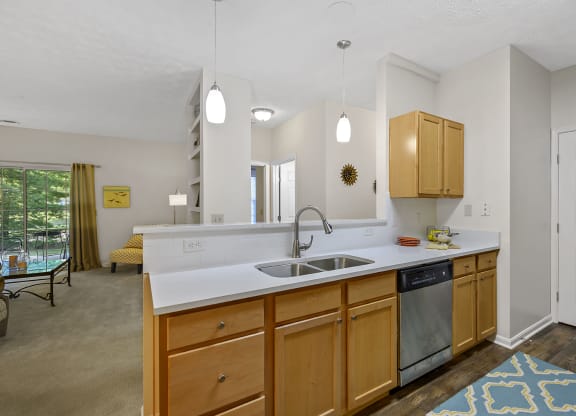 Kitchen with cabinets and sink at Bishops Gate, Cincinnati, OH
