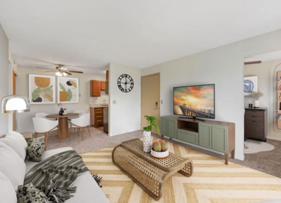 a living room with a couch and a coffee table at The Woodridge Collection, Fairfield Ohio