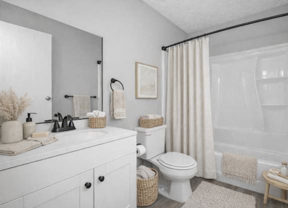 bathroom with sink, and shower at Timbercreek Apts, Ohio