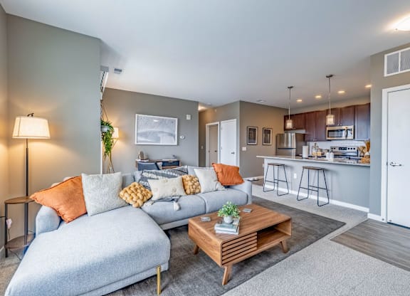 Spacious Living Room at Liberty Flats Apartments, Liberty Township