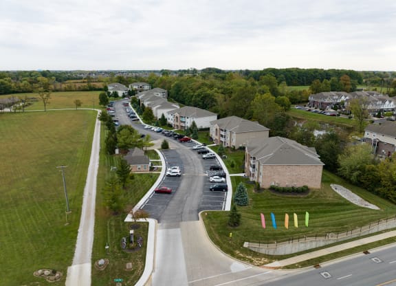 Neighborhood with cars at Honey Creek, Indiana