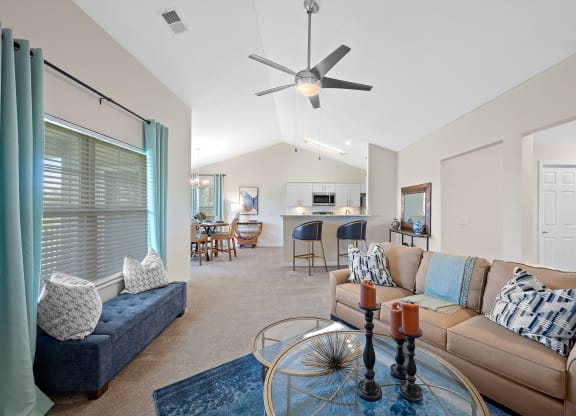 Living room with a couch and a table at Four Bridges, 45044-8380