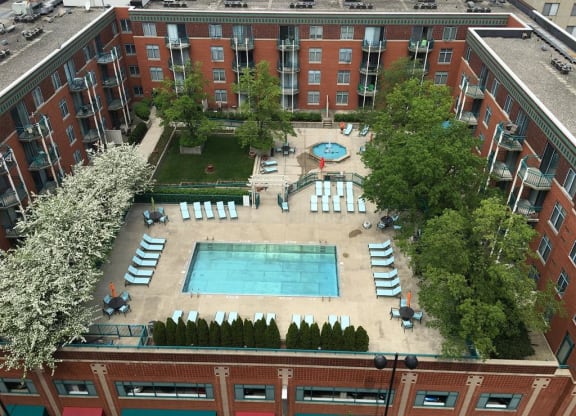 Aerial View Of Pool at The Lofts at Shillito Place, Cincinnati, OH, 45202