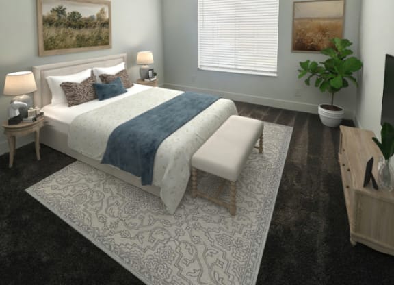 a bedroom with a bed and a ceiling fan at Ivy Hills Living Spaces, Cincinnati, OH, 45244