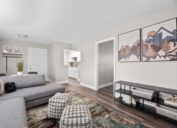 Spacious living room at The Rand Apartments, Columbus, OH
