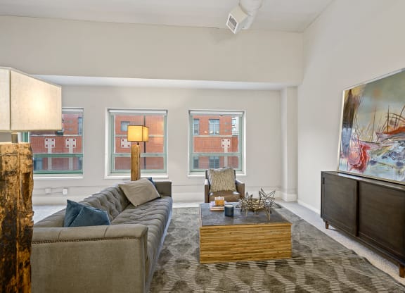 Living room at The Lofts at Shillito Place, Ohio