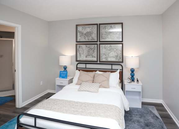 Bedroom with a large bed at Meridian Court South, Indianapolis, Indiana
