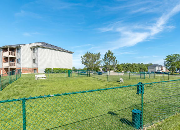 green lawn with green fence at mill pond dog park