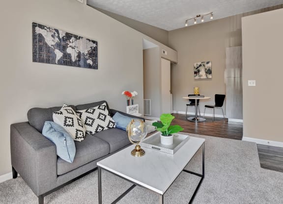 Living room setup at The Reserve at Grand Valley, Milford, 45150