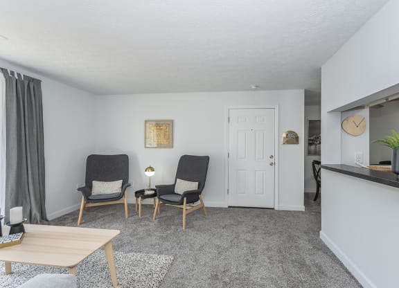 Model Living Room at Hilltop Apartments, Cincinnati, Ohio