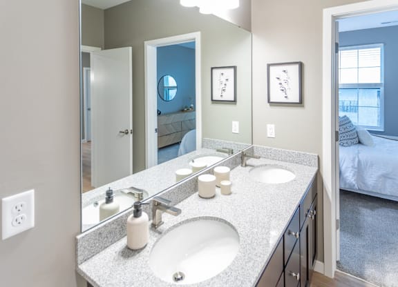 Primary Bathroom at Liberty Flats Apartments, Liberty Township
