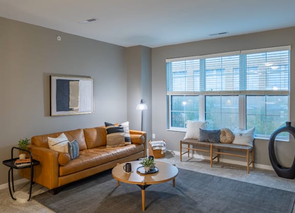 Cozy Living Room at Liberty Flats Apartments, Liberty Township, OH, 45069
