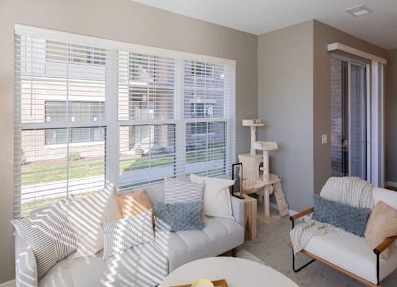 Bright Living Room at Liberty Flats Apartments, Liberty Township, OH