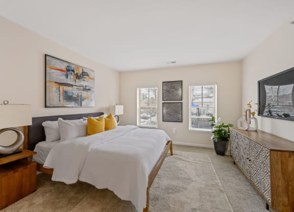 Bedroom Interior at Roebling Row, Covington