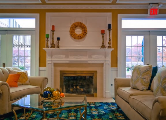 fireplace in living room at Bishops Gate, Cincinnati