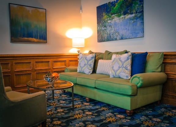 Sofa and wall frame at Bishops Gate, Cincinnati, Ohio