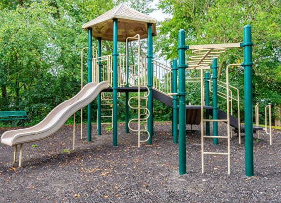 a playground with a slide and other play equipment