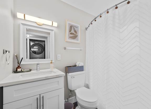 White Bathroom at The Rand Apartments, Columbus, OH, 43227