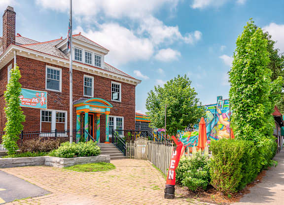 A red brick building at The Ridge Apartments, Cincinnati, OH, 45213