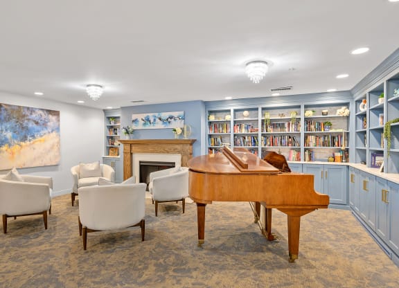 Living room filled with furniture and a fireplace at The Valley, Cincinnati, OH